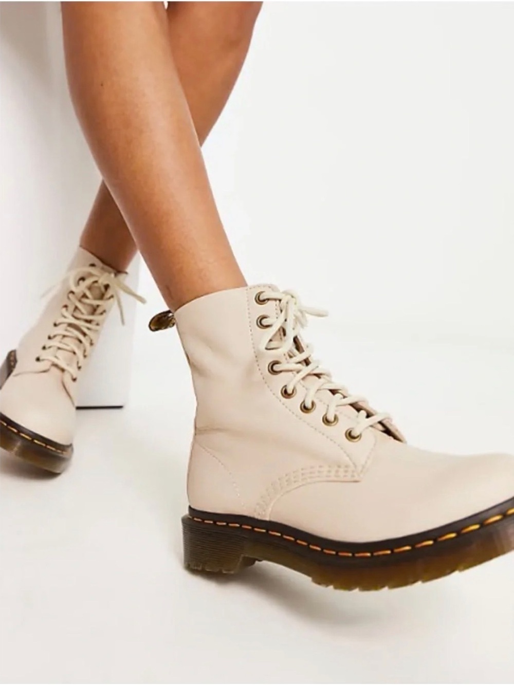 Dr. Martens Original 1460 Pascal Boot in Fawn Lace-Up Women's Combat Boots